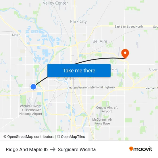 Ridge And Maple Ib to Surgicare Wichita map