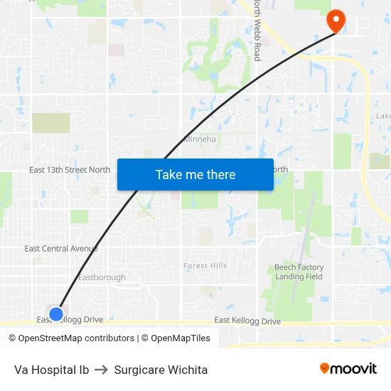 Va Hospital Ib to Surgicare Wichita map