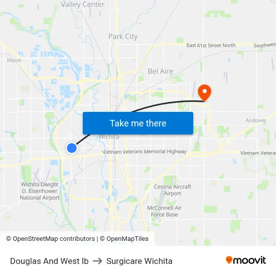 Douglas And West Ib to Surgicare Wichita map