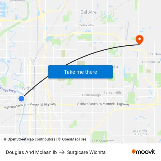 Douglas And Mclean Ib to Surgicare Wichita map