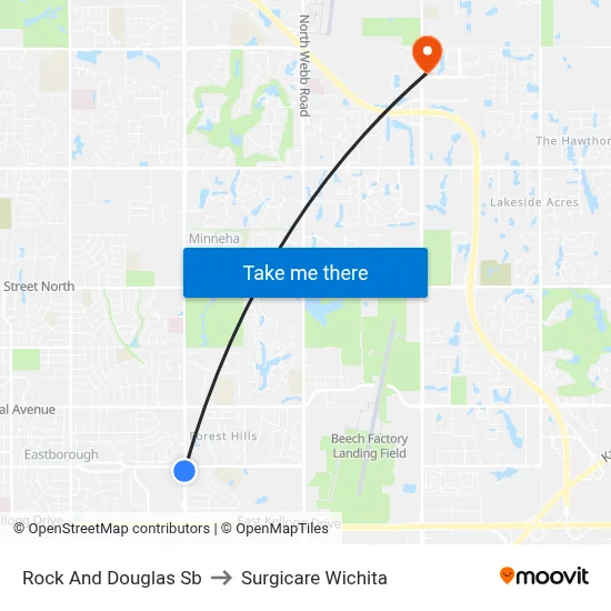 Rock And Douglas Sb to Surgicare Wichita map