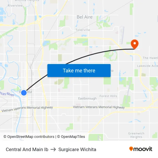 Central And Main Ib to Surgicare Wichita map