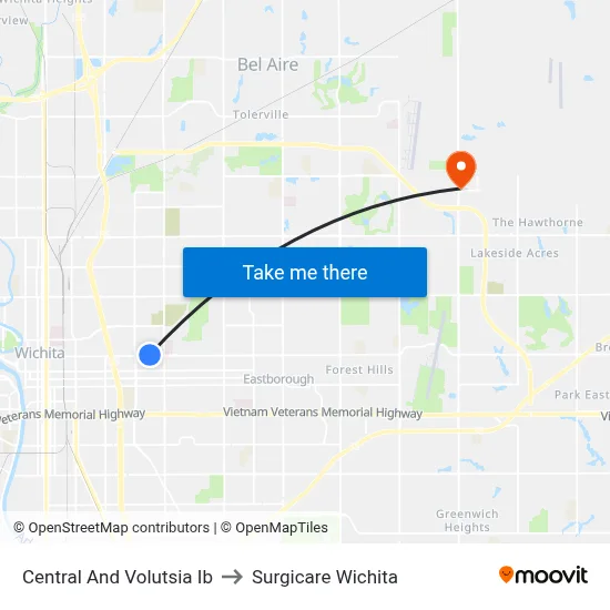 Central And Volutsia Ib to Surgicare Wichita map