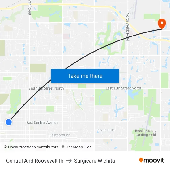 Central And Roosevelt Ib to Surgicare Wichita map