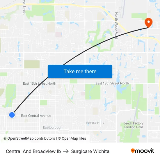 Central And Broadview Ib to Surgicare Wichita map