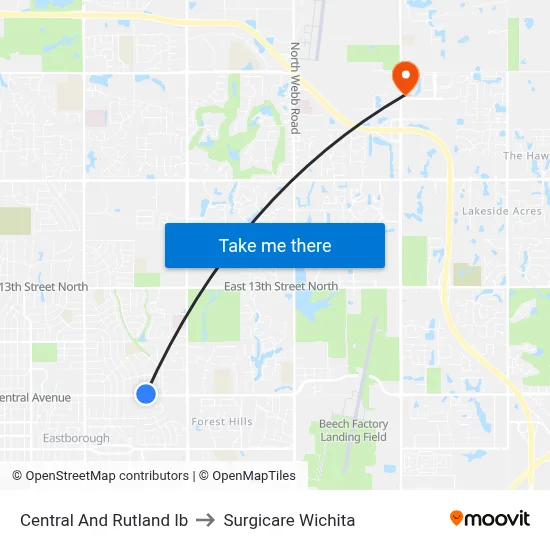 Central And Rutland Ib to Surgicare Wichita map