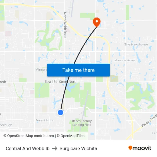 Central And Webb Ib to Surgicare Wichita map
