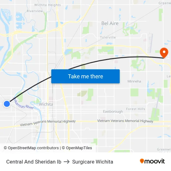 Central And Sheridan Ib to Surgicare Wichita map