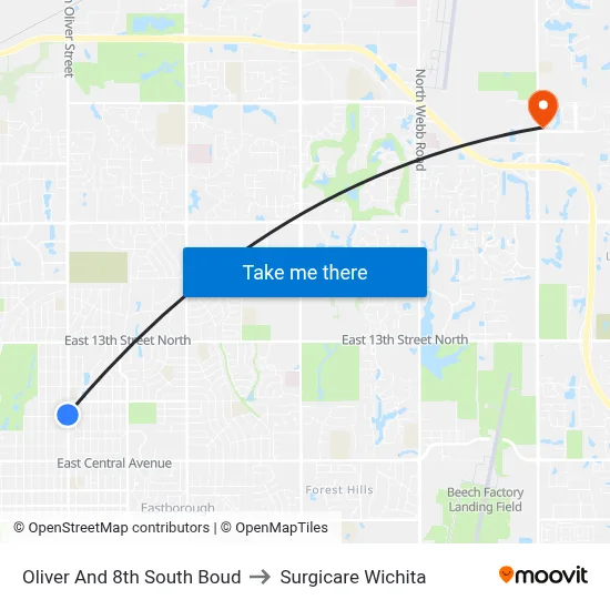 Oliver And 8th South Boud to Surgicare Wichita map