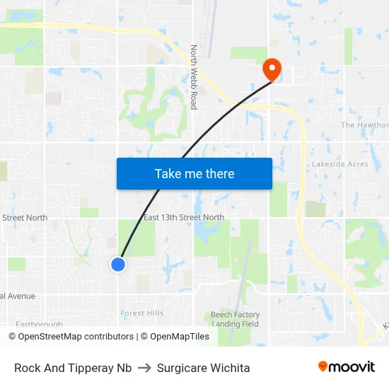 Rock And Tipperay Nb to Surgicare Wichita map
