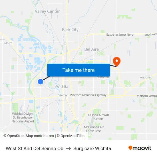 West St And Del Seinno Ob to Surgicare Wichita map