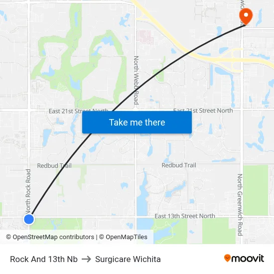 Rock And 13th Nb to Surgicare Wichita map