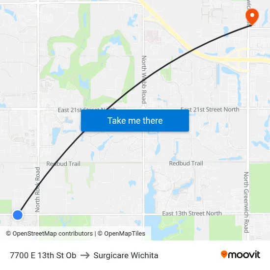 7700 E 13th St Ob to Surgicare Wichita map