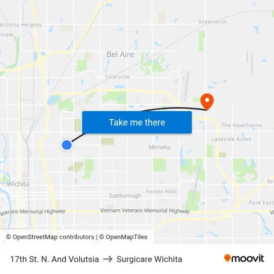 17th St. N. And Volutsia to Surgicare Wichita map