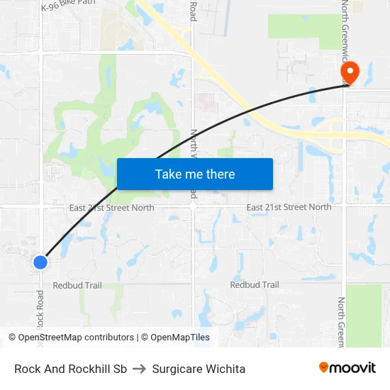 Rock And Rockhill Sb to Surgicare Wichita map