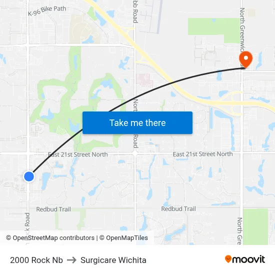 2000 Rock Nb to Surgicare Wichita map