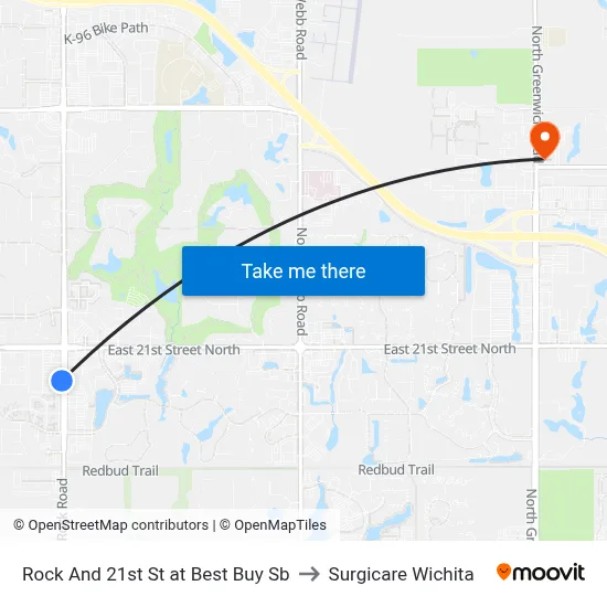 Rock And 21st St at Best Buy Sb to Surgicare Wichita map
