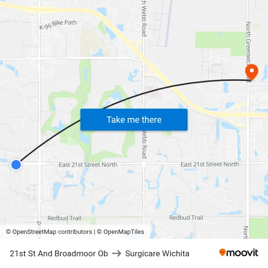 21st St And Broadmoor Ob to Surgicare Wichita map
