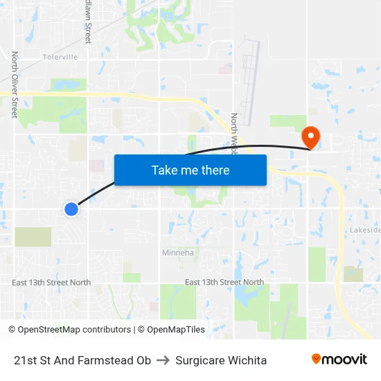 21st St And Farmstead Ob to Surgicare Wichita map