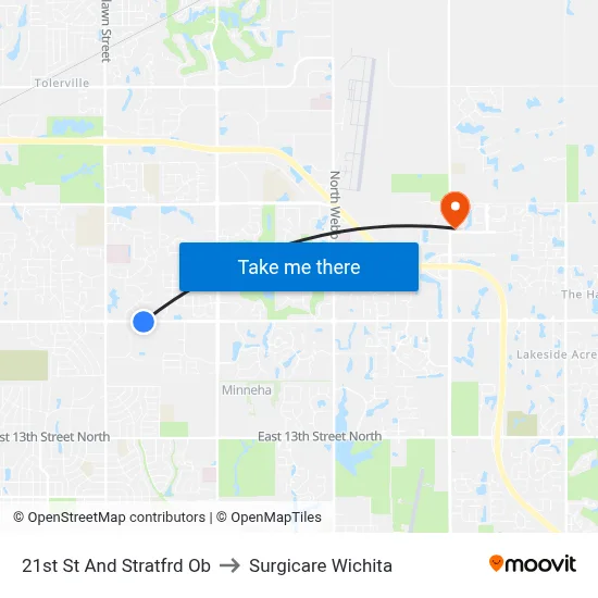 21st St And Stratfrd Ob to Surgicare Wichita map