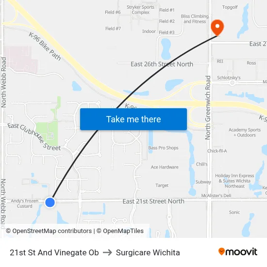 21st St And Vinegate Ob to Surgicare Wichita map