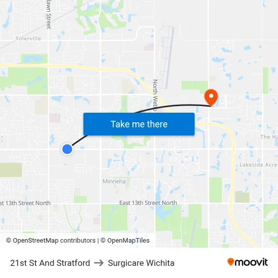 21st St And Stratford to Surgicare Wichita map