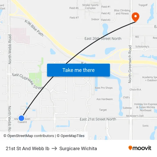 21st St And Webb Ib to Surgicare Wichita map