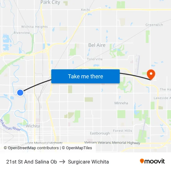 21st St And Salina Ob to Surgicare Wichita map