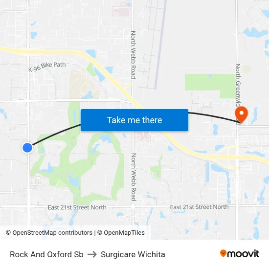 Rock And Oxford Sb to Surgicare Wichita map