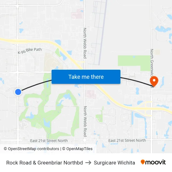 Rock Road & Greenbriar Northbd to Surgicare Wichita map