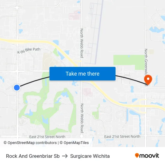 Rock And Greenbriar Sb to Surgicare Wichita map