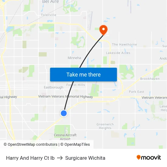 Harry And Harry Ct Ib to Surgicare Wichita map