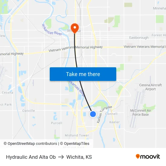 Hydraulic And Alta Ob to Wichita, KS map