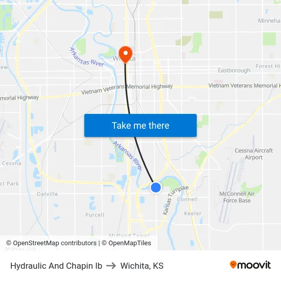 Hydraulic And Chapin Ib to Wichita, KS map