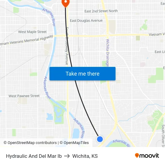Hydraulic And Del Mar Ib to Wichita, KS map