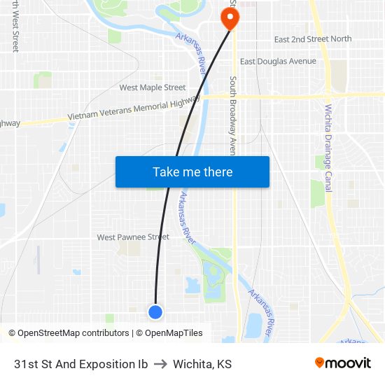 31st St And Exposition Ib to Wichita, KS map