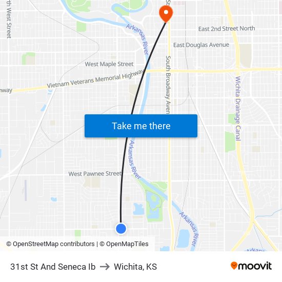 31st St And Seneca Ib to Wichita, KS map