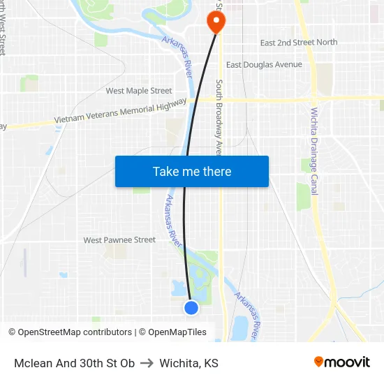 Mclean And 30th St Ob to Wichita, KS map