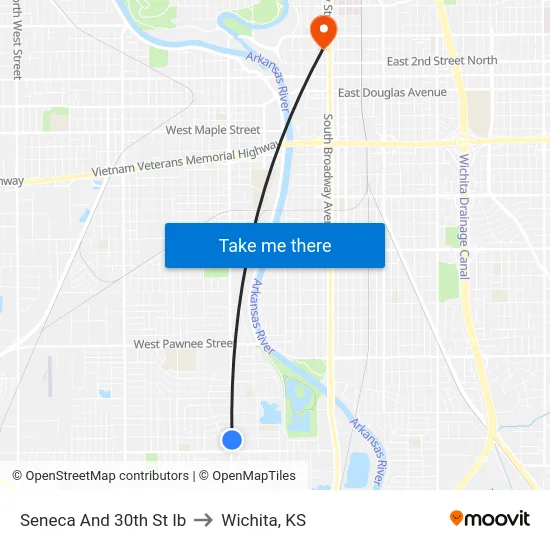 Seneca And 30th St Ib to Wichita, KS map