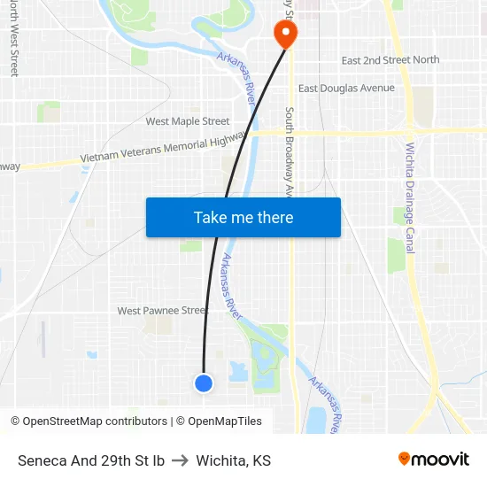 Seneca And 29th St Ib to Wichita, KS map