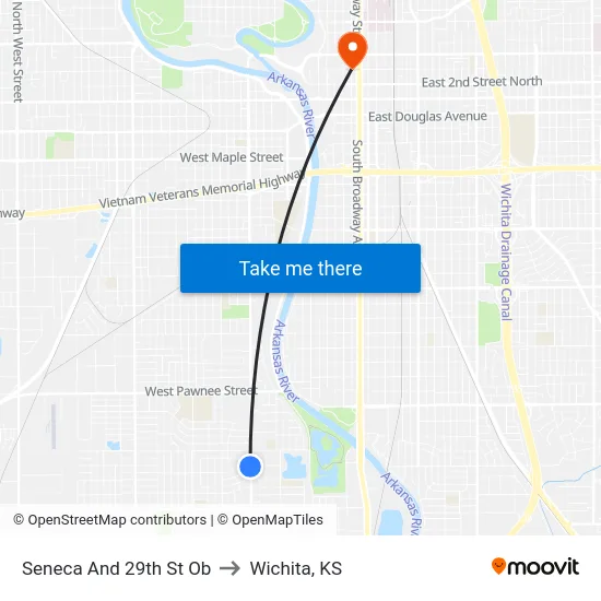 Seneca And 29th St Ob to Wichita, KS map