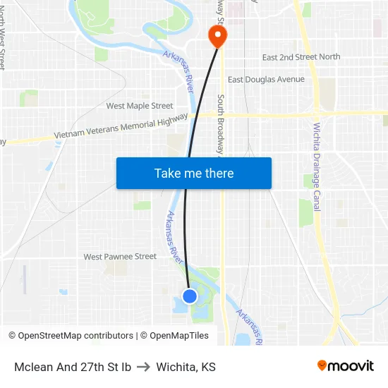 Mclean And 27th St Ib to Wichita, KS map