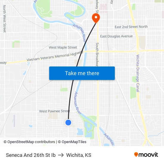 Seneca And 26th St Ib to Wichita, KS map