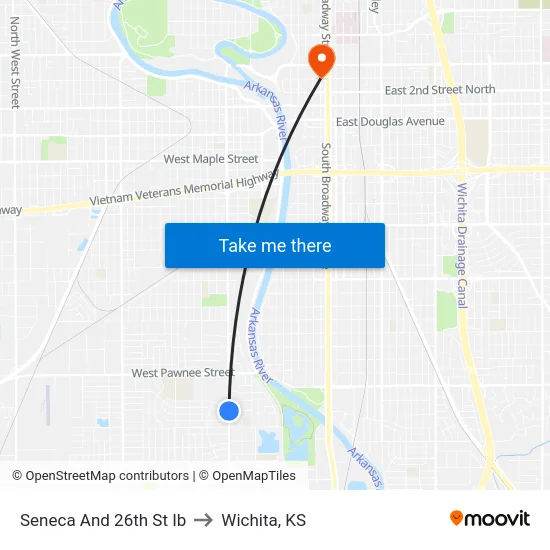 Seneca And 26th St Ib to Wichita, KS map
