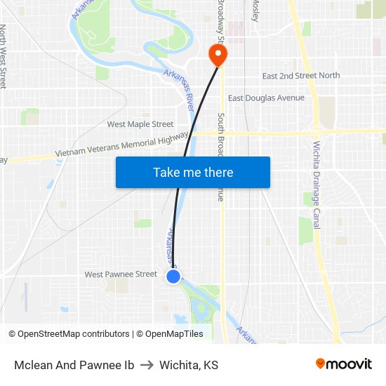 Mclean And Pawnee Ib to Wichita, KS map