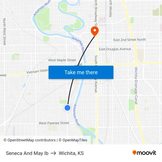 Seneca And May Ib to Wichita, KS map