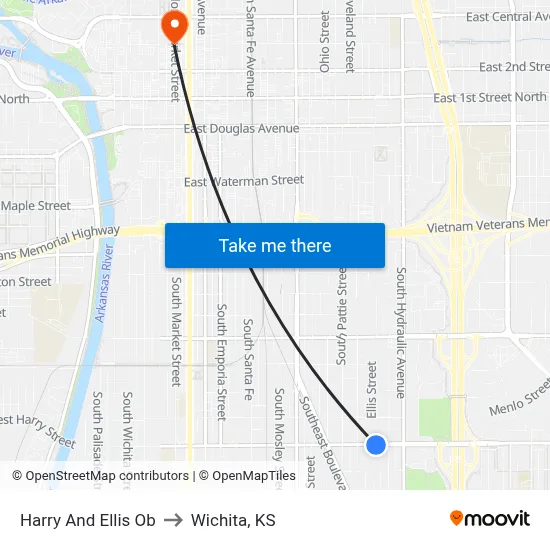 Harry And Ellis Ob to Wichita, KS map