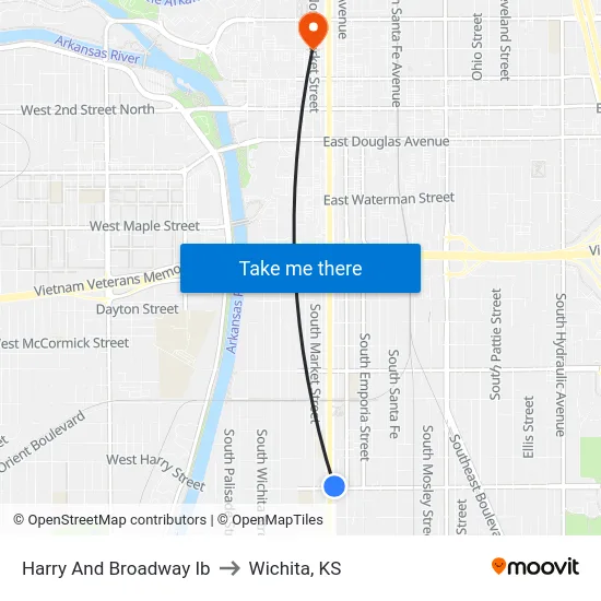 Harry And Broadway Ib to Wichita, KS map