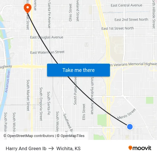 Harry And Green Ib to Wichita, KS map