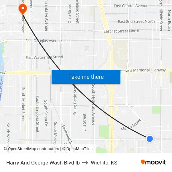 Harry And George Wash Blvd Ib to Wichita, KS map
